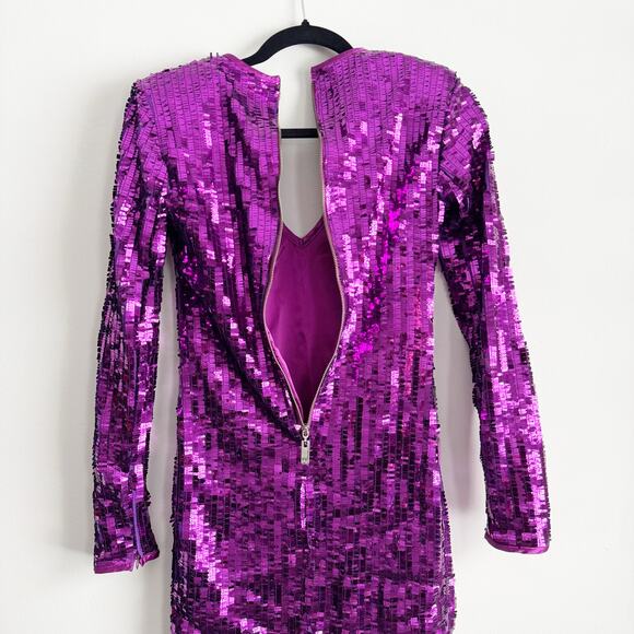 MVP Wardrobe Maria Vittoria Paolillo Purple Sequin Mini Dress Size 2 US / XS - Picture 9 of 11